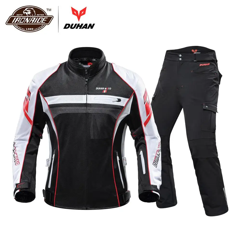 

DUHAN Men Motorcycle Jacket Motocross jaqueta Breathable Chaqueta Moto Suit Motorcycle Pants Racing Riding jacket for Summer