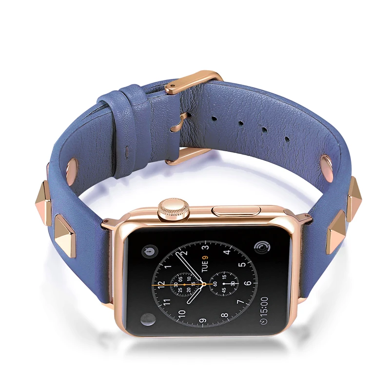 Кожаный ремешок с заклепками для Apple Watch 4 3 2 1 браслет iwatch 44 мм 40 38 42 роскошный часов