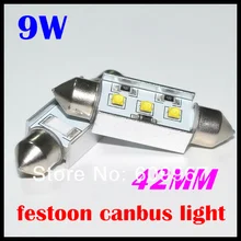 10 шт./лот 9 Вт гирлянда светодиодная Canbus C5W 42 мм, 42 мм гирлянда светодиодная Интерьер лампы купол чтения света автомобиля источник света