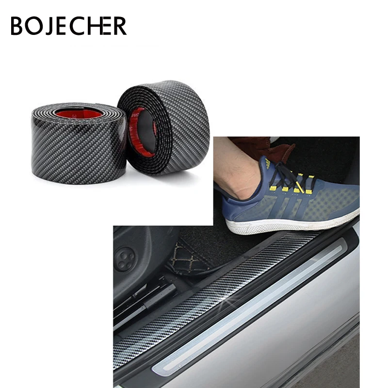 

Car Stickers 5D Carbon Fiber Rubber Door Sill Stickers Scuff Anti kick Scratch Threshold Protector Goods Car Accessories Styling