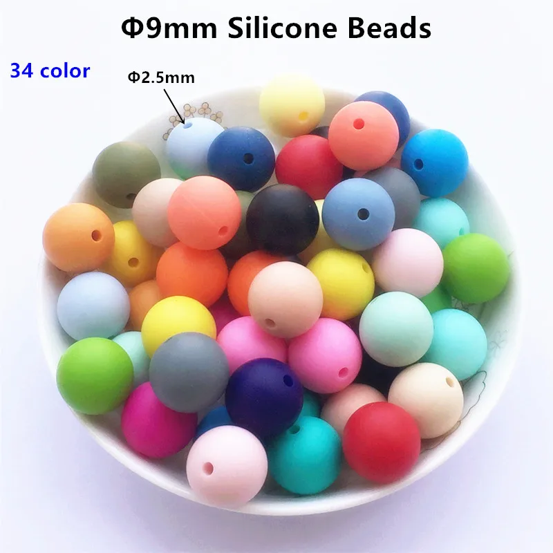 

Chengkai 100pcs BPA Free 9mm Silicone Loose Teether Beads DIY Baby Shower Pacifier Dummy Jewelry Soother Toy Accessories