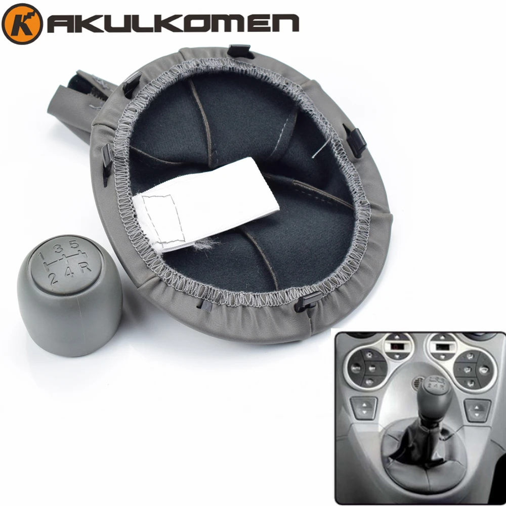 

5 Speed Grey Black Car Gear Shift Shifter Knob with PU Leather Gaiter Boot Cover for FIAT PANDA 2003-2012 500 500C