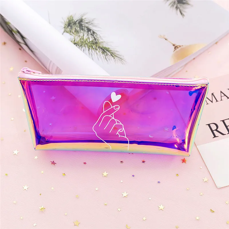 Letter Print Laser Small Bag Holographic Women PVC Coin Purses Fashion Clear Jelly Handbag Girls Coin Card Holder For Kids Purse - Цвет: Cosmeti Bag BX