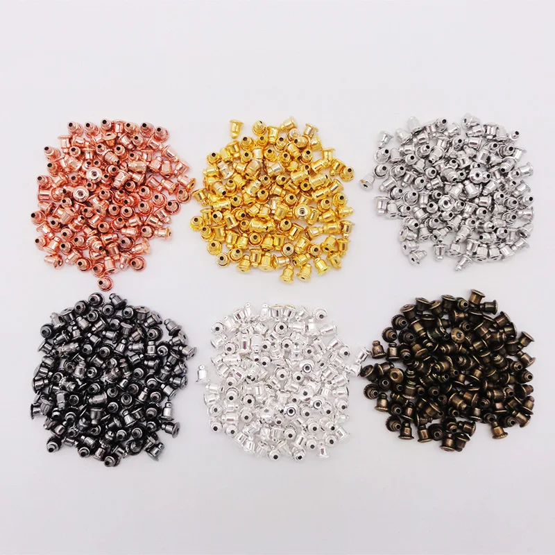 

100pcs Six Colors Alloy Earring Backs Bullet Stoppers Earnuts Earring Back Plugging Blocked Back DIY Jewelry Making Accessories