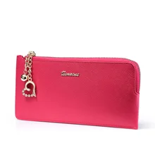 Top European And American Style Simple Fashion Women’s Cowhide Casual Women Handbag Large Capacity Zipper Clutch Bag Rose Q469