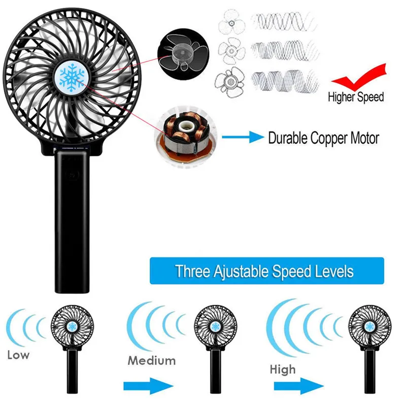 

Mini Protable Handheld Fan Cooling Air Conditioning Personal Handheld Easy to Carry Small Hand Bar Desktop Folding Co No Battery