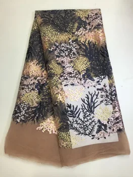 

2020 Latest Pink French African Lace Fabric High Quality African Embroidered Tulle Lace Fabric For 2020 Wedding Dress D19061
