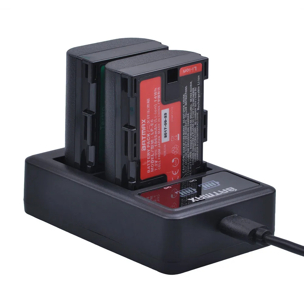 Kaufen 2pc LP E6 LP E6 LP E6N Batterie Japan Sanyo Zellen + LED Dual USB Ladegerät für Canon EOS 6D 7D 5DS 5DSR 5D Mark II 5D 60D 60Da 70D 80D