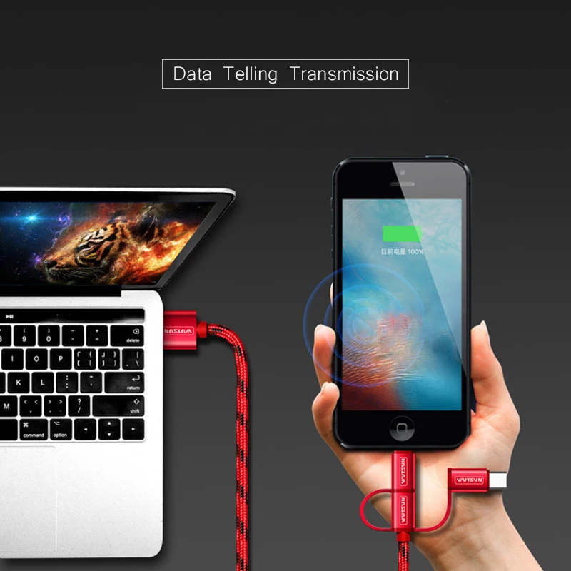 كابل يو اس بي شحن شاحن 3 في 1 المصغّر USB كابل للأندرويد USB TypeC الهاتف المحمول الكابلات لسامسونج S9 ل فون 7 8 XS X