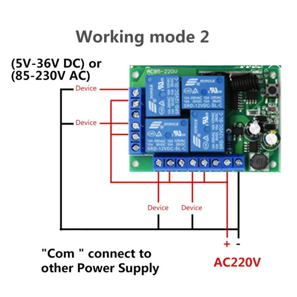 2 шт. AC85V-220V4 канал 433 мгц приемник и EV1527 обучающий пульт дистанционного управления