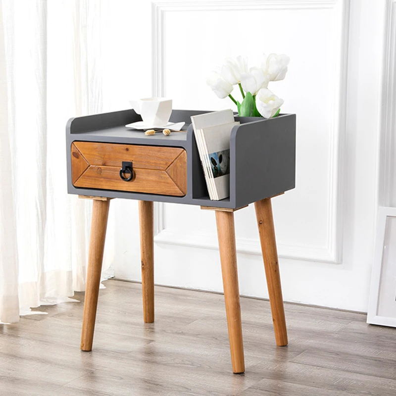

Time-Limit!! 13kg Steady Pine Wood Drawer Cabinet Storage Cabinet Stable Bedside Table MDFSheet Aluminum Nightstand Easy Install