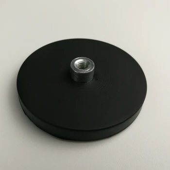 

6pcs D43mm neodymium magnet pot with coated rubber and M4 thread stud Camera lighting fixture POS display stands magnetic base
