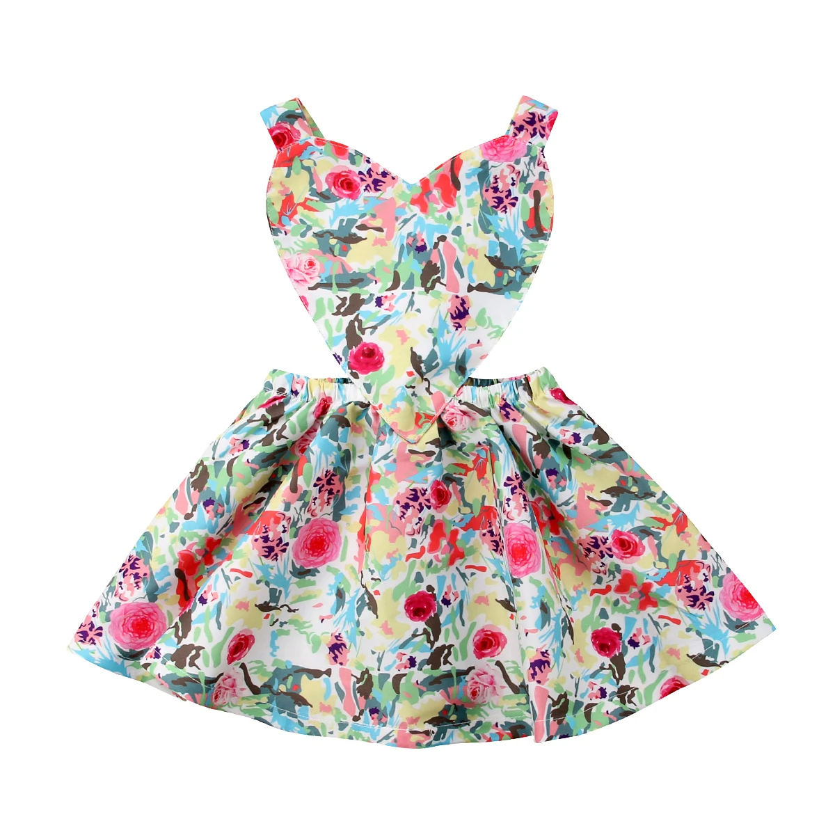 2018 FOCUSNORM Cute Newborn Baby Girl Love Heart Sleeveless Princess Dress Party Floral Backless Outfits Set | Детская одежда и
