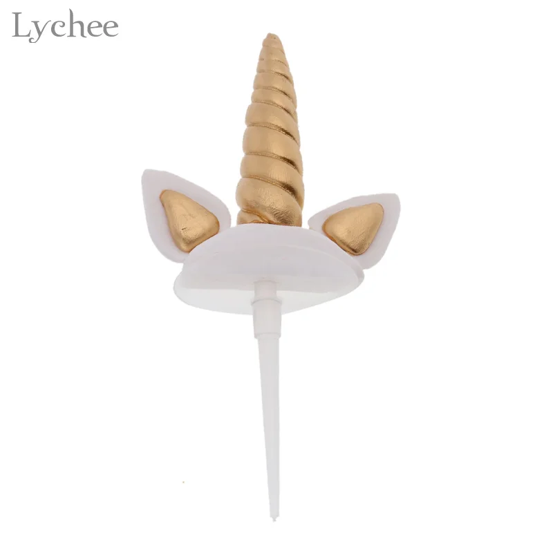 Lychee Unicorn Horn Ears Cake Toppers Baby Shower Party Cupcake Topper 