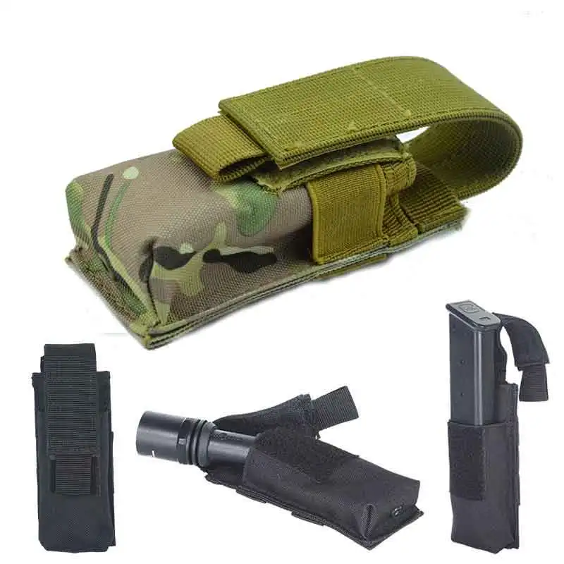 Molle MOD Tactical Single Pistol Magazine Flashlight Pouch Holsterin Hunting Bags from Sports