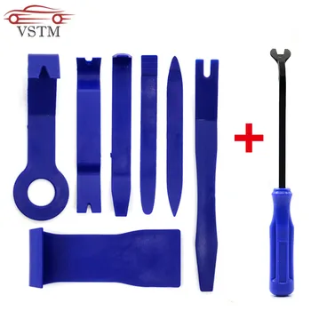 

7pcs Newest car door pannel + blue cleaner tool Car Door Panel Remover Upholstery Fastener Disassemble Auto Vehicle Refit Tools