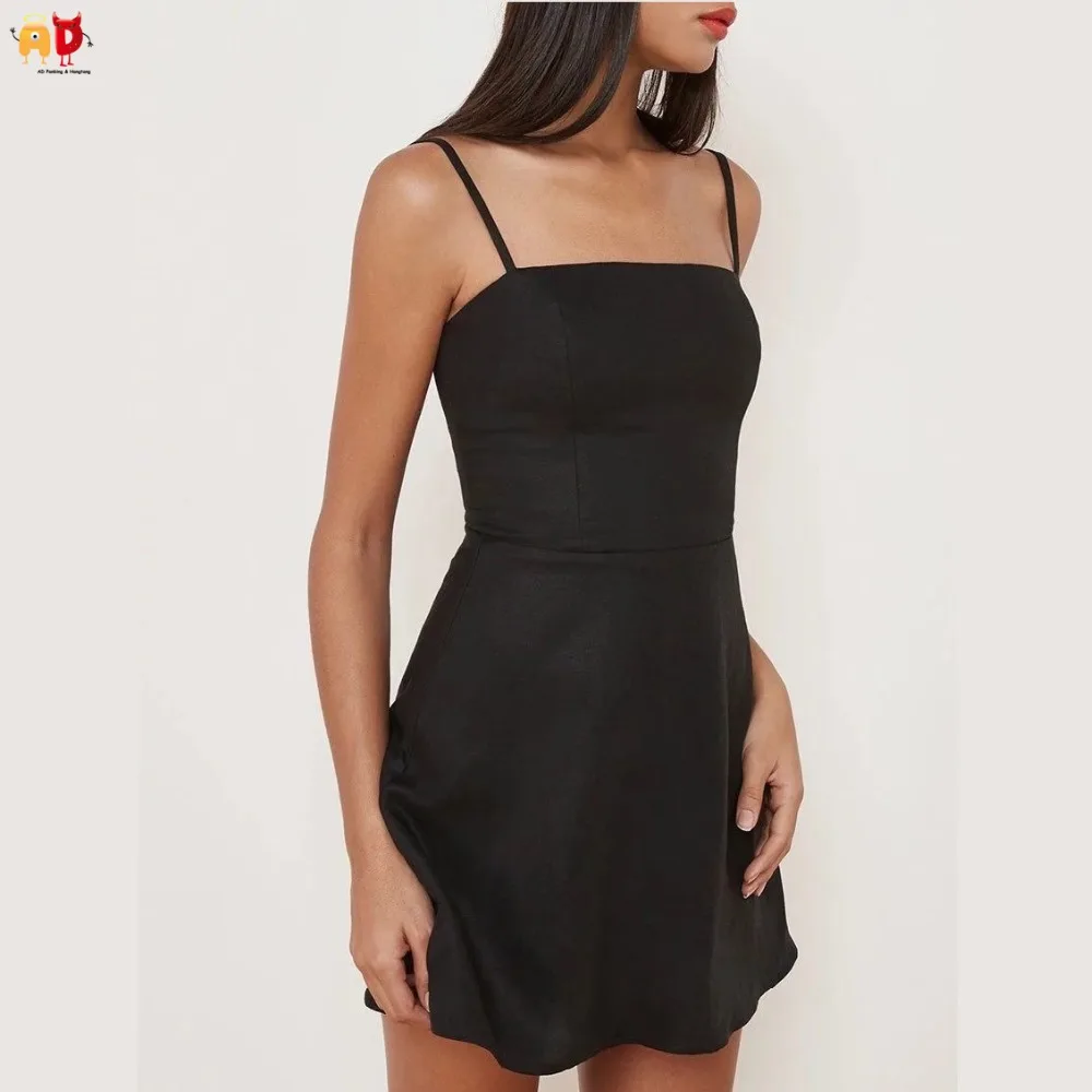 

AD Linen Cotton Women's Slip Dress Solid Color Sexy Simple Lady Girls One-pieces Outwear Clothing Clothes