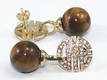 

Free Shipping Classic TIger Eye Natural jade Drop Earring