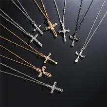 Collar de cadena de eslabones de cobre de 45cm newshop para mujeres y hombres COLLAR COLGANTE de Cruz clásico Zirconia joyas de oración cristiana Dropship(China)