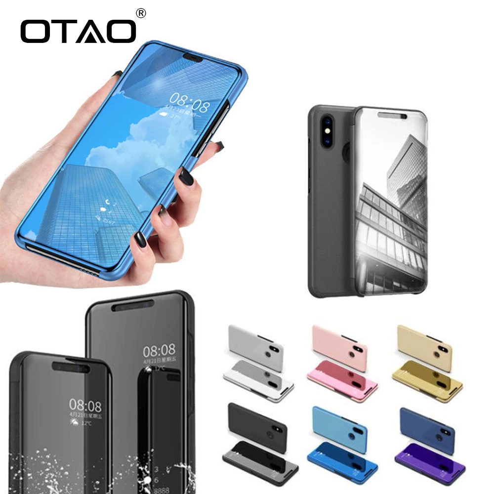 Зеркальный чехол OTAO Smart View для Xiaomi Mi 9 8 SE A1 A2 6 Redmi Note 5A 6A 5 Pro Pocophone F1 кожаный