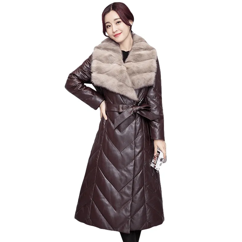 Femme Taille Black D'hiver Femmes 2018 Manteaux Peau Plus Vison Cheveux Manteau Mode Épaississent Chaud Boutique En De Wine Mouton La Down Cuir Veste Long red waBxaq18t