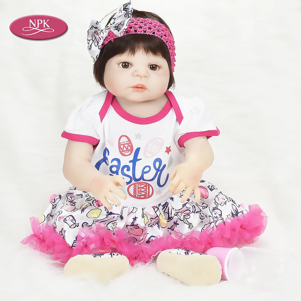 

NPK Full Silicone Bebes Reborn Baby Doll Bath Toys for Girls 55CM Vinyl Realistic Newborn Babies Reborn Toddler Princess Bonecas