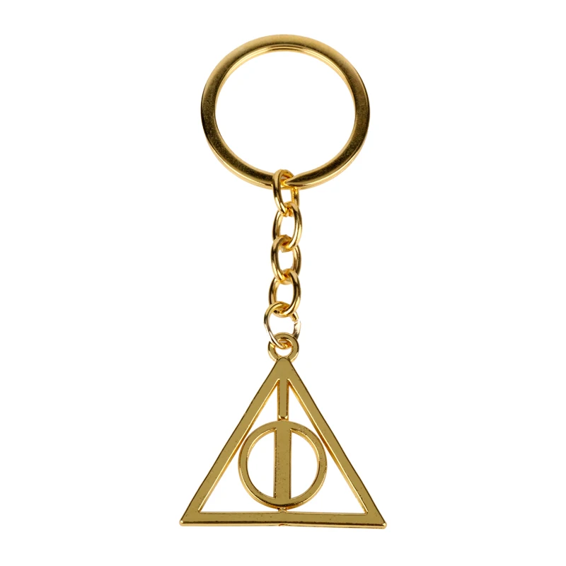 dongsheng Deathly Hallows pendant Keychain gold rotating triangle key