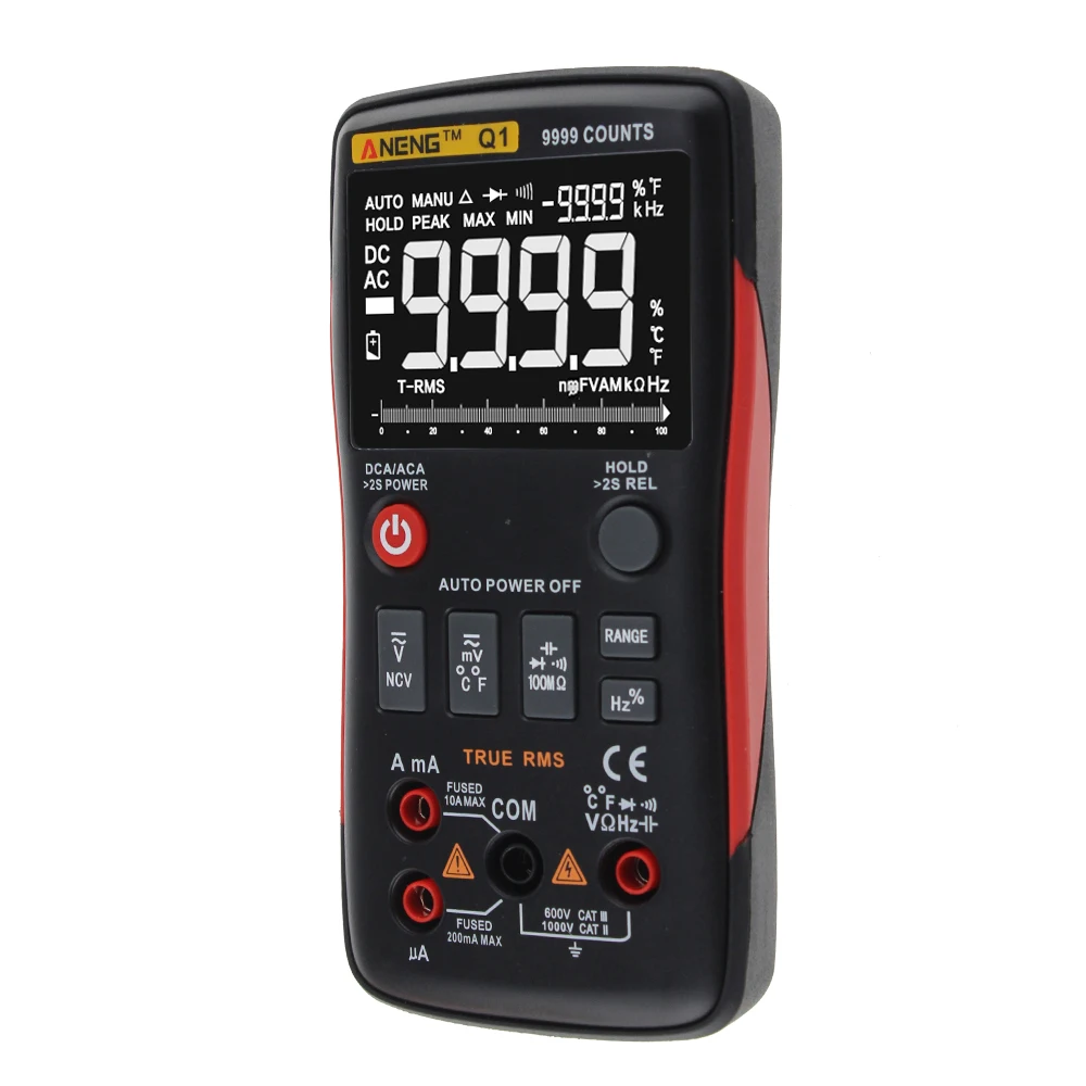 

Multifunction Digital Multimeter Button 9999 Counts With Analog Bar Graph AC/DC Voltage Ammeter Current Ohm Auto/Manual