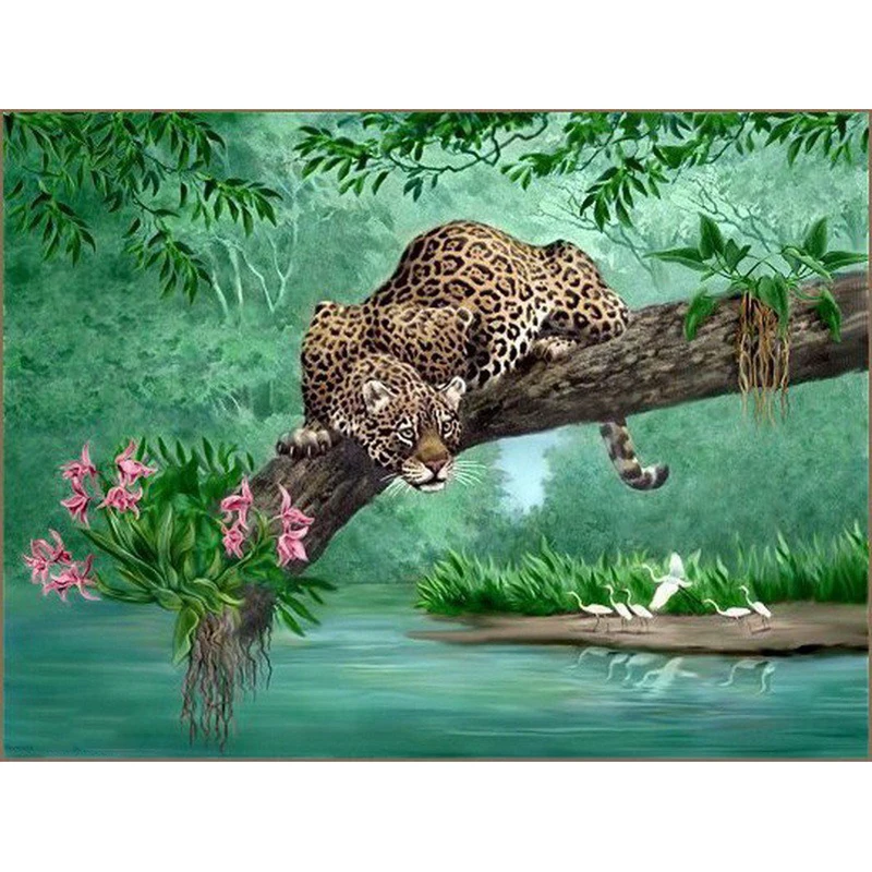 5D DIY Diamond Embroidery Animal Cross Stitch Painting Rhinestone Home Decoration Naughty Tiger On Tree KBL | Дом и сад