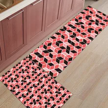 Черно-красная Геометрическая клетчатая решетка 2 шт. коврик на кухню коврики для входного Пути Грязи мусора грязевой Траппер сапог скребок для обуви