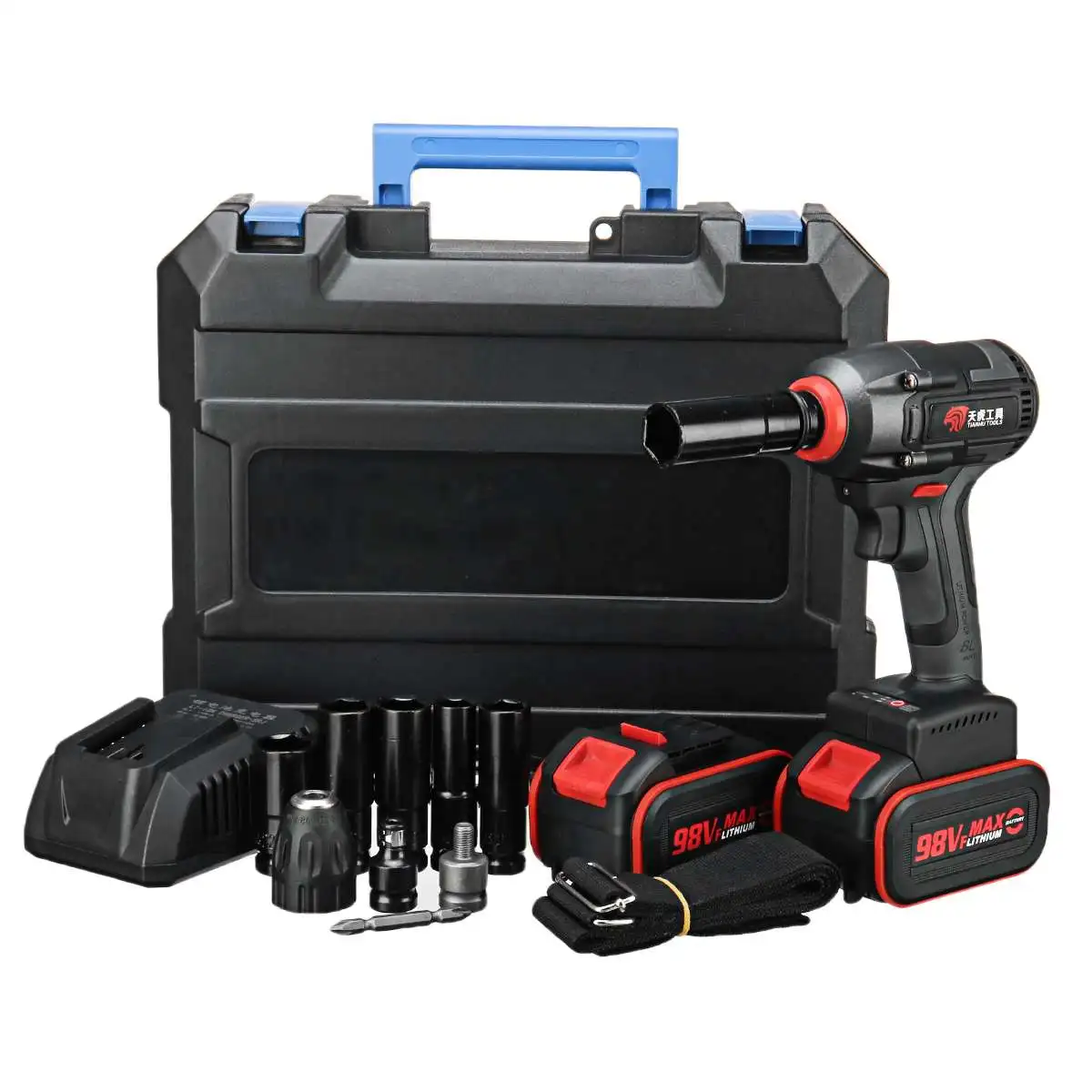 2 Batteries Бесщеточный Электрический Гайковерт ударный торцевой ключ 98 в 16800 мАч Li батарея ручная дрель установка электроинструменты - Цвет: 2 Batteries