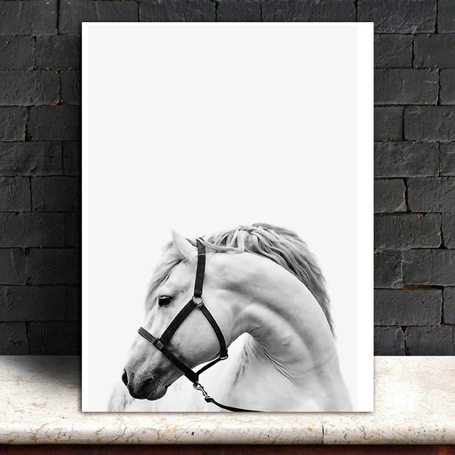 Horse Paintings Black White Horses Canvas Wall Art Modern Minimalist