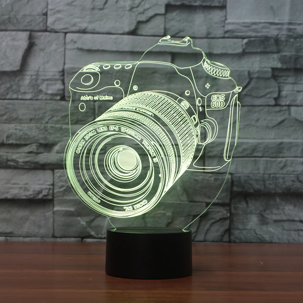 Дизайн камеры 3D оптическая светодио дный Иллюзия светодиодный ночник