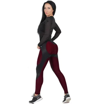 

2019 chic style High elasticity Fitness woman pants fashion patchwork comfortable empire ankle-length female leggings