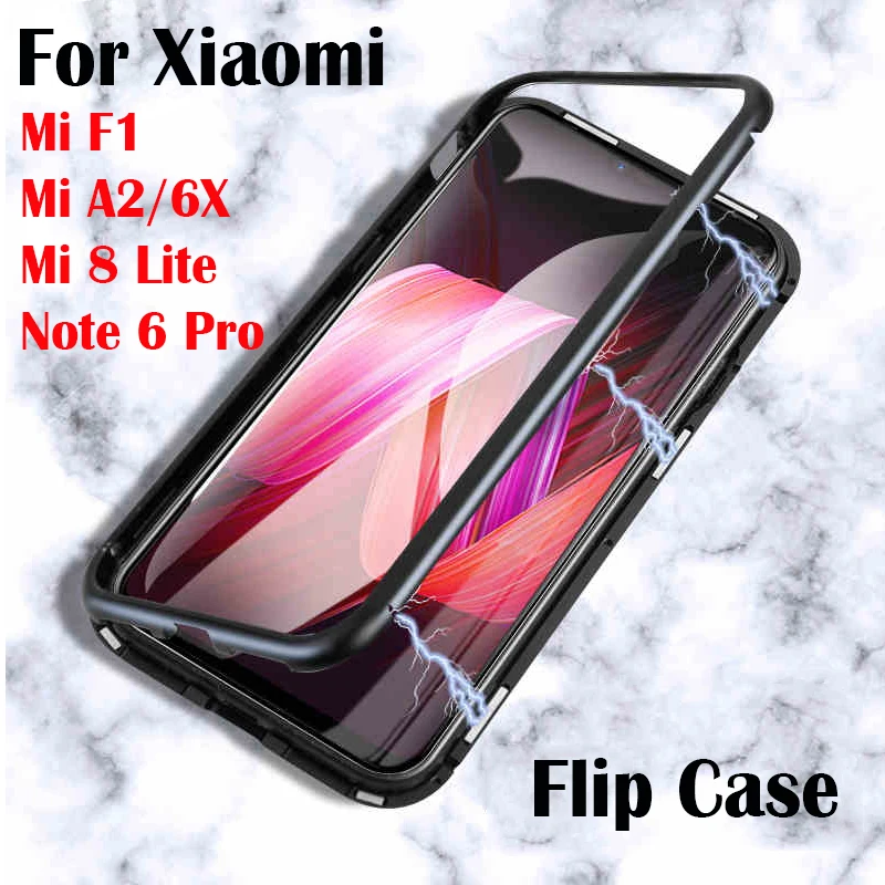 

For Xiaomi 8 Lite Flip Case xiaomei Note 6 Pro phone Magnetic Adsorption Case Luxury 8 Light A2 6X F1 Protection Coque Bumper