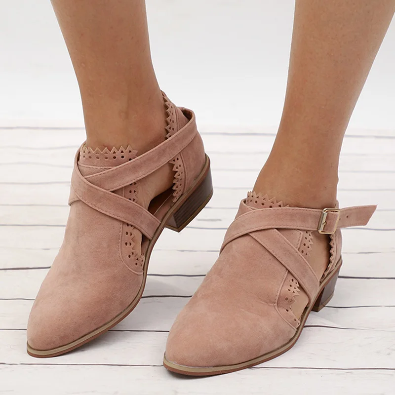 

New Women Sandals Summer Women Shoes Square Heel Sandals Comfort Ladies Shoes Suede Female Sandalias Booties Buckle Footwear
