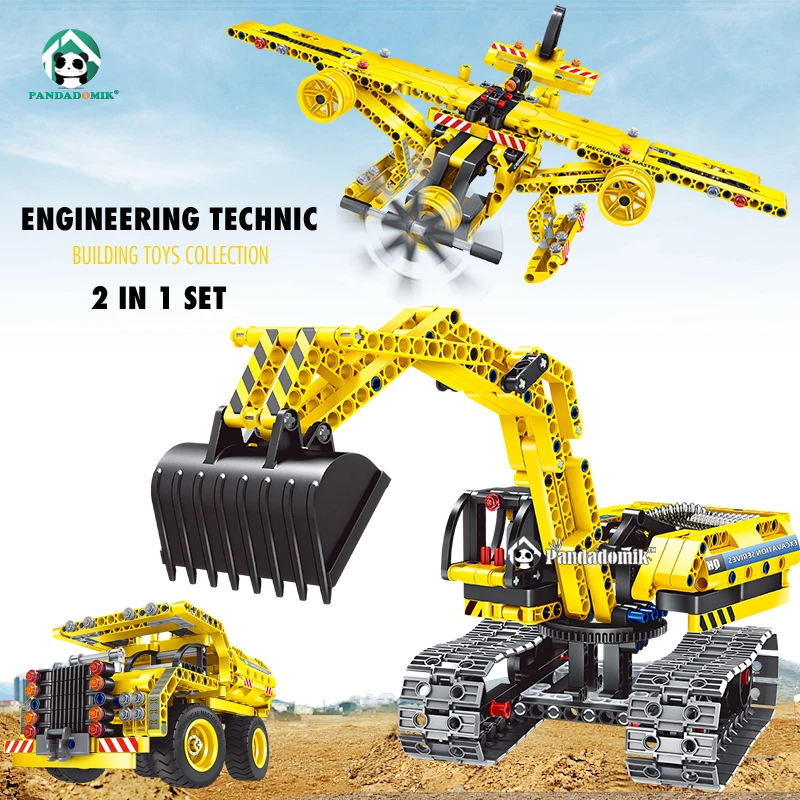 

Engineering Technic Building Blocks Construction 2in1 Excavator Truck Plane Robot Educational Toys Legoings Bricks Children