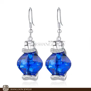 

New! Stunning Fashion Jewelry Blue Quartz 925 Sterling Silver Earrings E0328