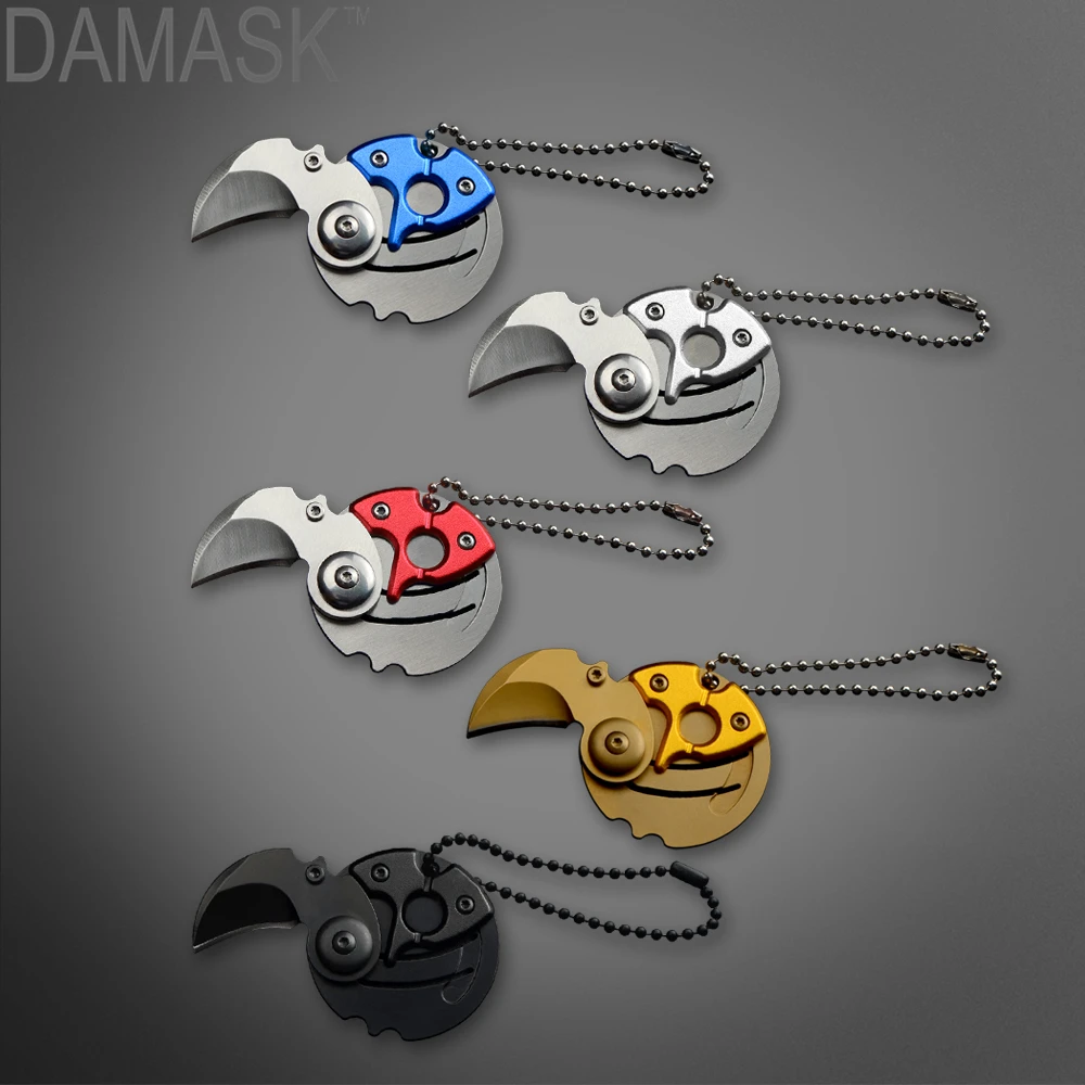 

DAMASK EDC Keychain Coin Knife Portable Mini Outdoor Folding Knife Key Ring Knife