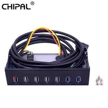 

CHIPAL 20Pin USB 3.0 Front Panel 5Gbps BC 1.2 Rapid Charging USB 2.0 USB2.0 USB3.0 HUB Expansion Bracket for PC 5.25'' DVD-ROM