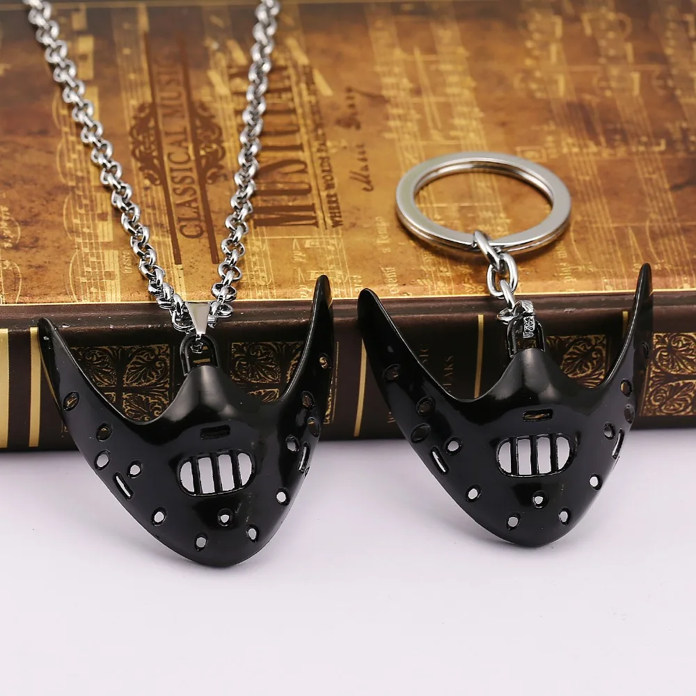 

HSIC Movie The Silence of the Lambs Ogre Hannibal 3D Mask Alloy Keychain Key Ring porte clef Chaveiro Cosplay HC11523