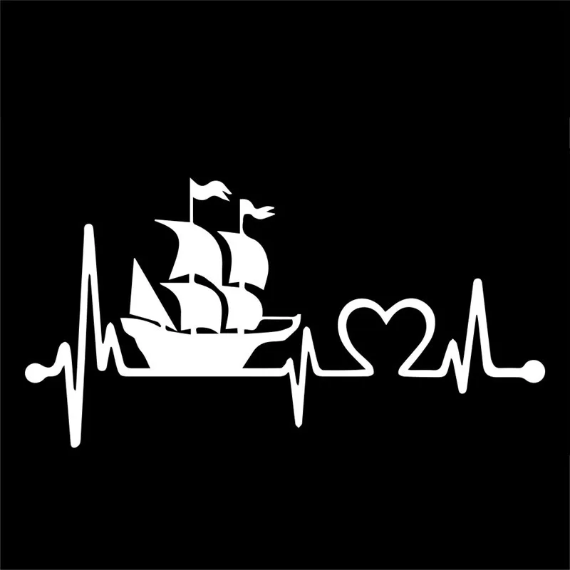 Автомобильный Стайлинг пиратский корабль Heartbeat Стикеры с линией жизни наклейки