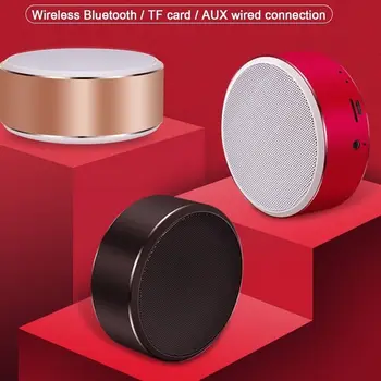 

Portable Bluetooth 4.2 Round Speaker TF Card Wireless Outdoor Metal Case Sound Box Mini Subwoofer