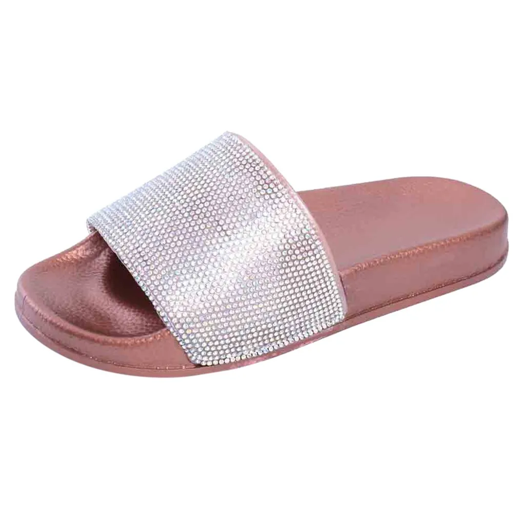 

SAGACE Womens Flat Slides Sandals 2019 Summer Fashion Diamante Sparkly Sliders Colorful Diamond Slippers Casual Slippers Fe12