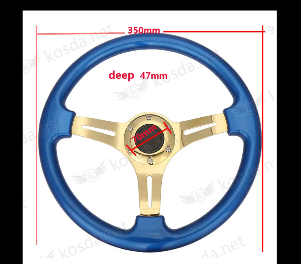 Универсальный 350 мм рулевое колесо глубокая кукурузная тарелка пластик ABS Spoked Neo хром гоночный автомобиль Руль 1" дюймов бренд