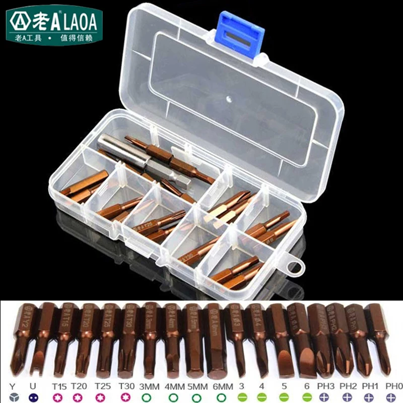 LAOA 18PCS Electric Screwdriver Bits S2 Magnetic Screwdriver Head Household Screwdriver Set for Bits Box LAOA 18PCS Electric Screwdriver Bits S2 Magnetic Screwdriver Head Household Screwdriver Set for Bits Box