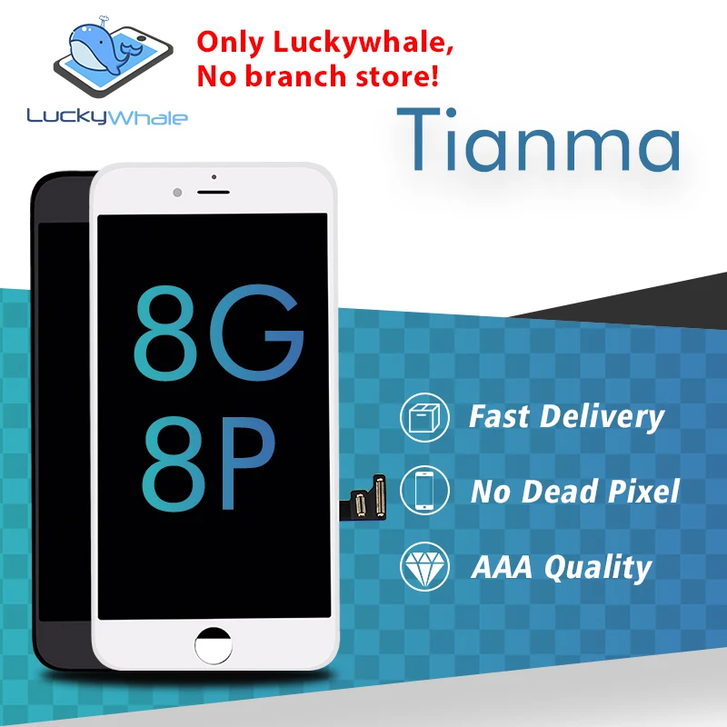 

20PCS Premium Quality Tianma LCD Display For iPhone 8 8 plus Touch Screen Digitizer LCD Assembly Replacement Cold Frame Free DHL