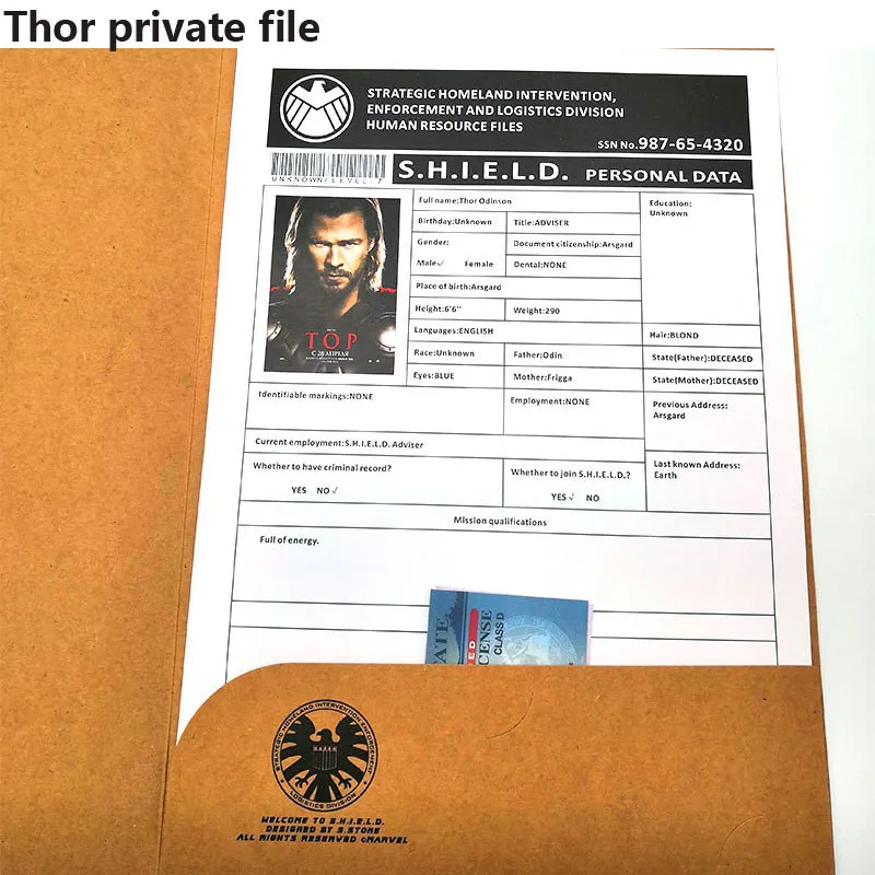 Новые мстители: Endgame Железный человек Tony Stark частный файл Тор Капитан Америка папка крафт-файл для документов аксессуары косплей реквизит - Цвет: Style D
