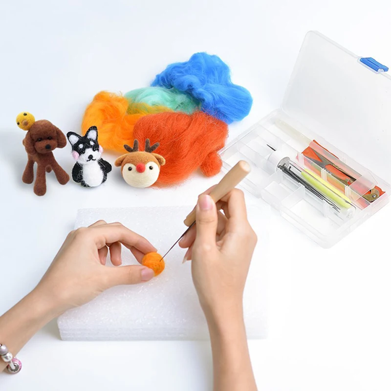 Portable Needle Felting Starter Tool Set Wool Felt Needle DIY Craft Kit