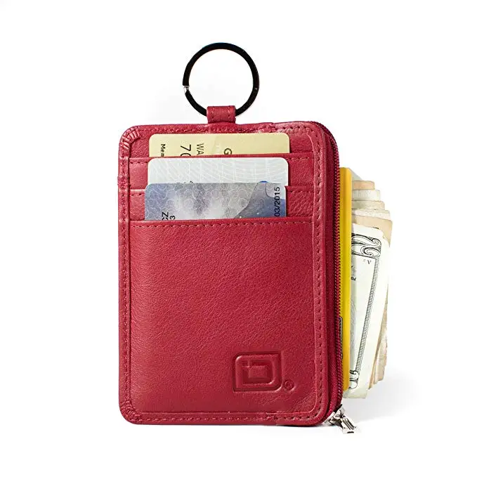 

RFID Slim ID Wallet Card Holder Key Ring Front Pocket Wallet with Coin Zipper work ID cards with an RFID wallet
